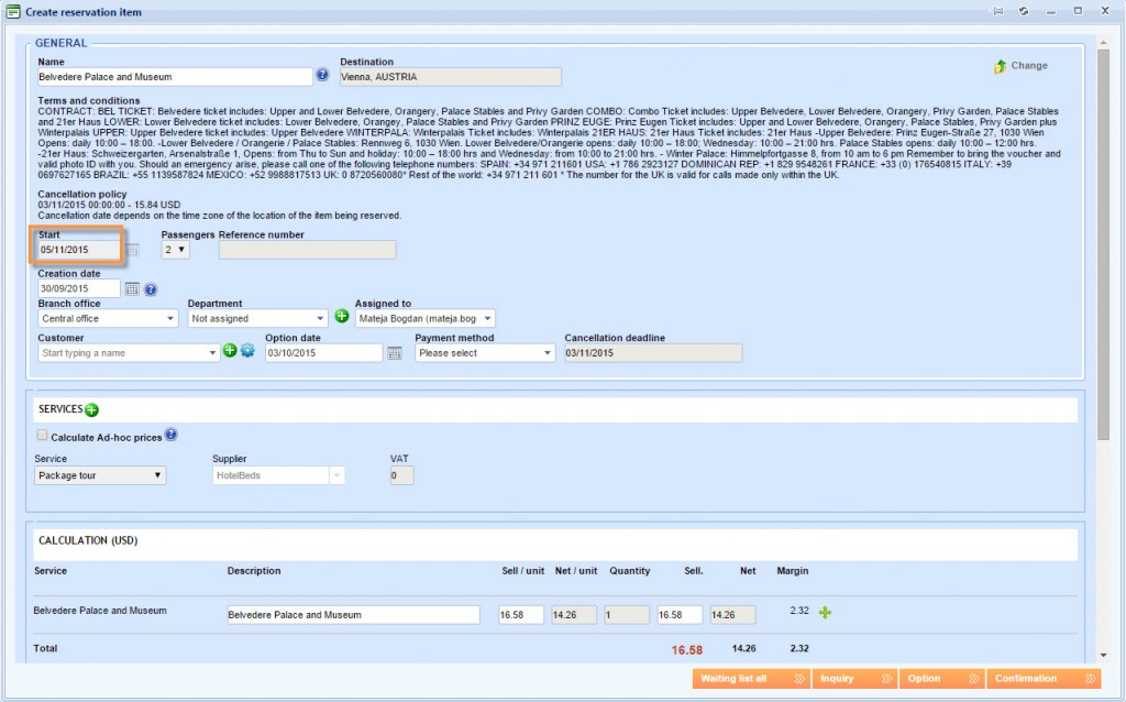 2015-9-30- Start Date drop down for the activity search with 3rd party suppliers 2