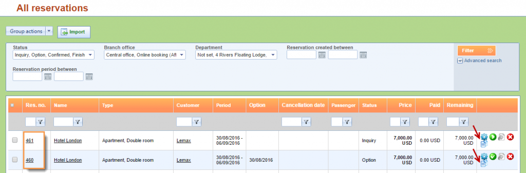 Reservations – New Copy button added and reservation form reorganized 4