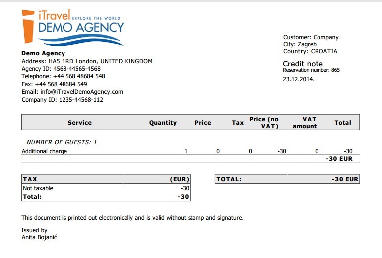 debit note sample