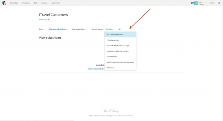 Mailchimp Integration - Lemax Knowledge Base